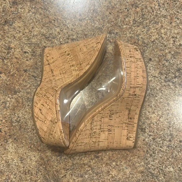 Bamboo Wedge Sandal Clear Strap Womens Size 7.5 Slip On Style - Picture 14 of 16